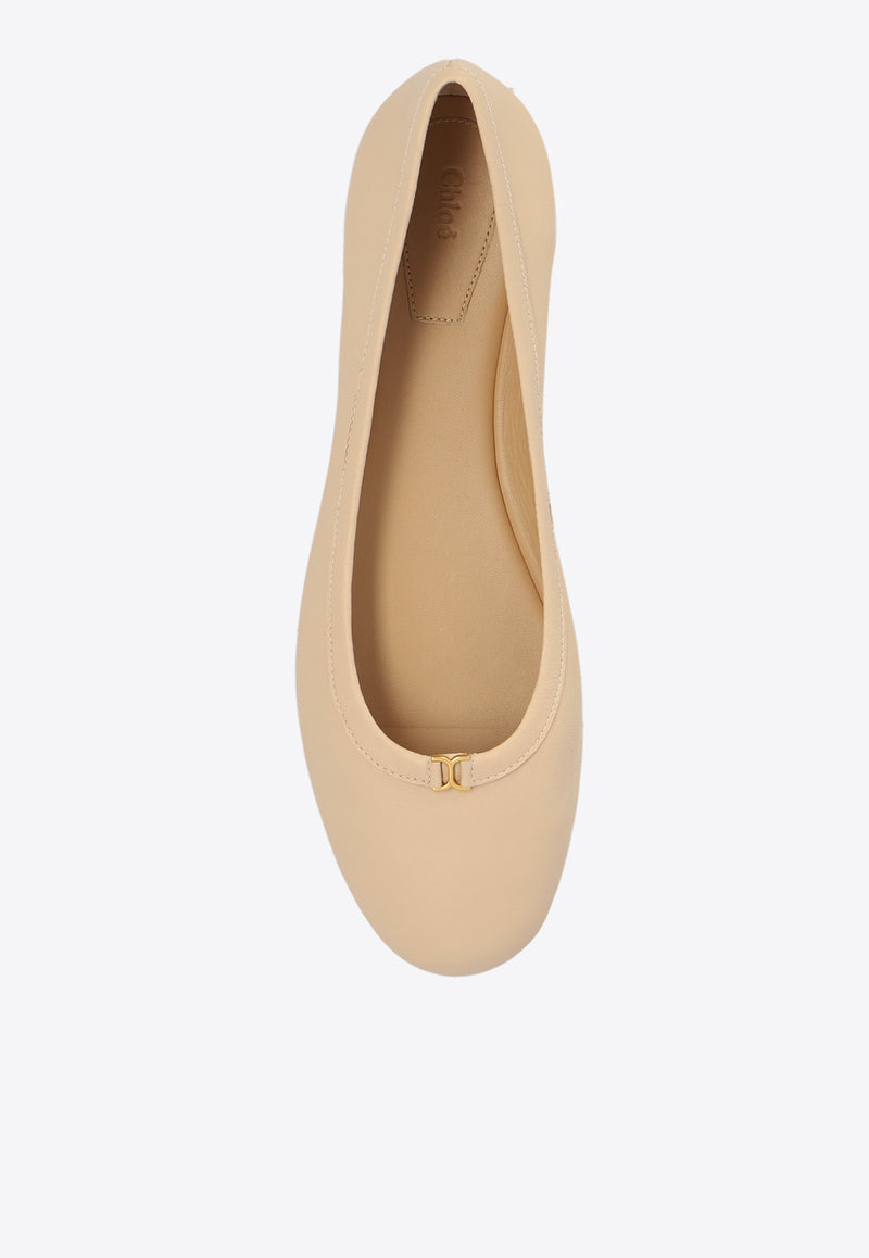 Chloé Marcie Leather Ballet Flats  Beige CHC24S973 H7-6J2