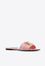 Dolce & Gabbana Bianca DG Logo Raffia Flat Sandals Pink CQ0592 AR344-8H451