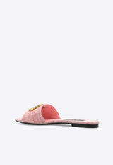 Dolce & Gabbana Bianca DG Logo Raffia Flat Sandals Pink CQ0592 AR344-8H451