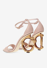 Dolce & Gabbana Keira 105 Leather Baroque-DG Sandals Pink CR0739 AV967-80412