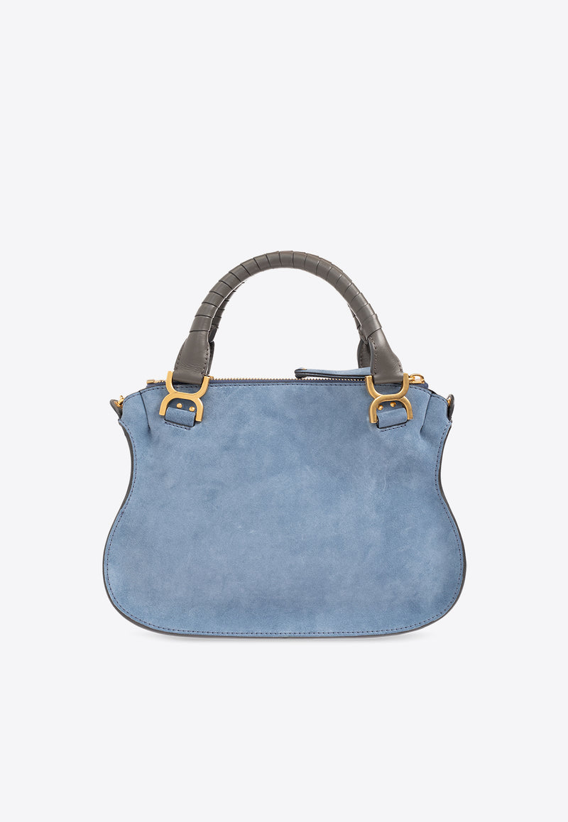 Chloé Medium Marcie Suede Shoulder Bag Blue CHC24SS661 M71-45H