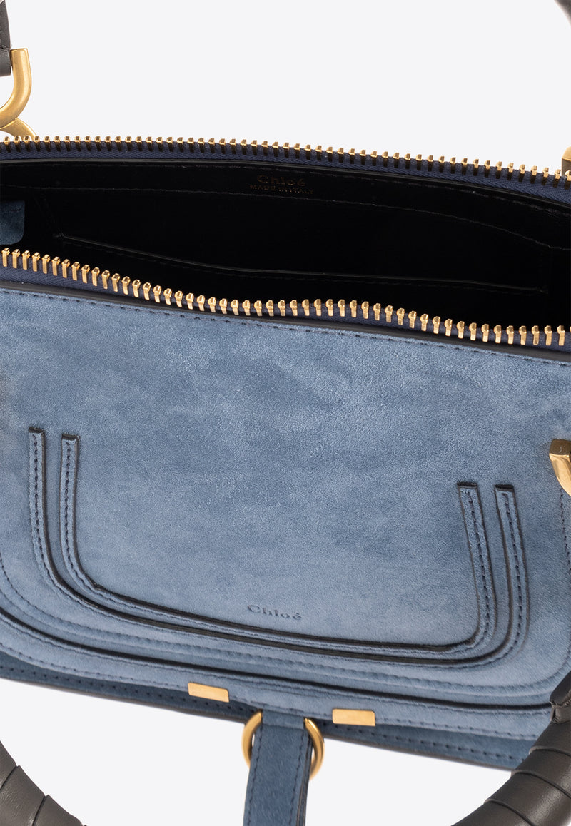 Chloé Medium Marcie Suede Shoulder Bag Blue CHC24SS661 M71-45H