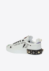 Dolce & Gabbana Portofino Embroidered Leather Sneakers White CK1562 AH076-8S534