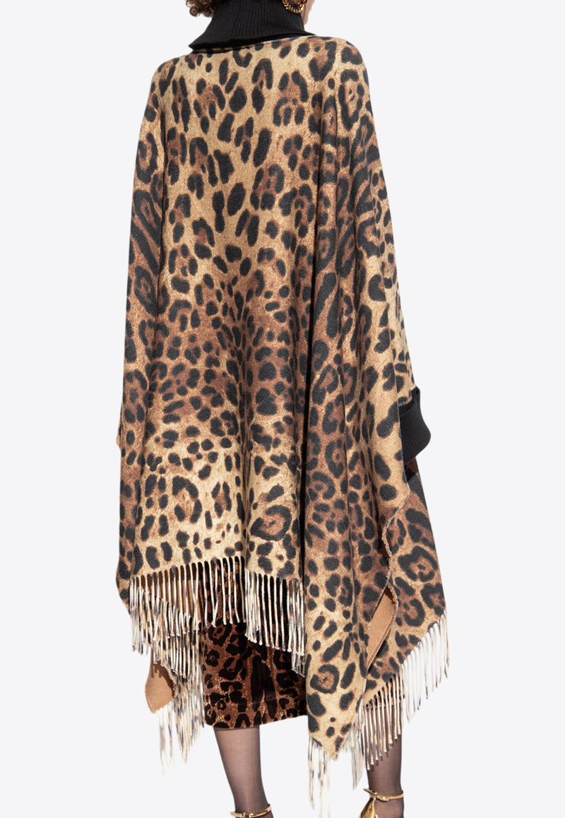 Dolce & Gabbana Leopard Print Sleeved Poncho Brown F0W0BT GDBW2-HA93M