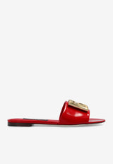 Dolce & Gabbana Bianca Leather Flat Slides Red CQ0455 A1037-8M307