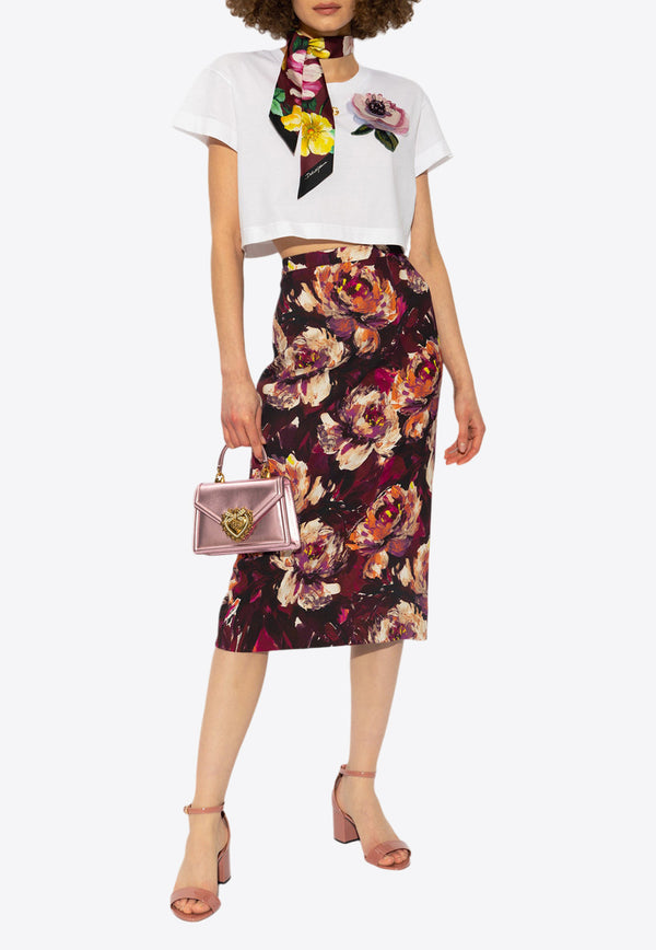 Dolce & Gabbana Floral Print Midi Skirt Multicolor F4CSJT FSIBD-HR4YC