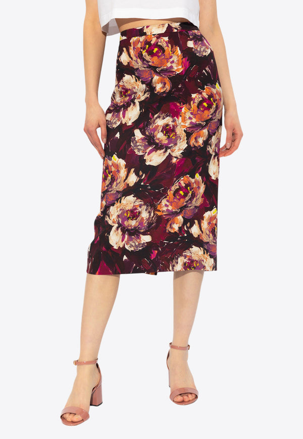 Dolce & Gabbana Floral Print Midi Skirt Multicolor F4CSJT FSIBD-HR4YC