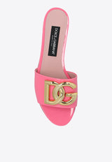 Dolce & Gabbana Bianca DG Logo Flat Sandals in Polished Leather Pink CQ0455 A1471-87141