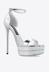 Dolce & Gabbana Keira 145 Metallic Leather Platform Sandals Silver CR1246 AY828-80998