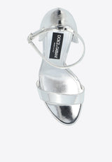 Dolce & Gabbana Keira 145 Metallic Leather Platform Sandals Silver CR1246 AY828-80998