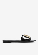 Dolce & Gabbana Bianca DG Logo Polished Leather Slides Black CQ0592 A1037-80999