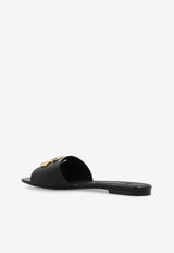 Dolce & Gabbana Bianca DG Logo Polished Leather Slides Black CQ0592 A1037-80999