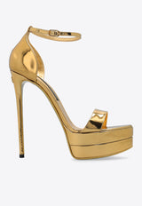 Dolce & Gabbana Keira 145 Metallic Leather Platform Sandals Gold CR1246 AY828-89869