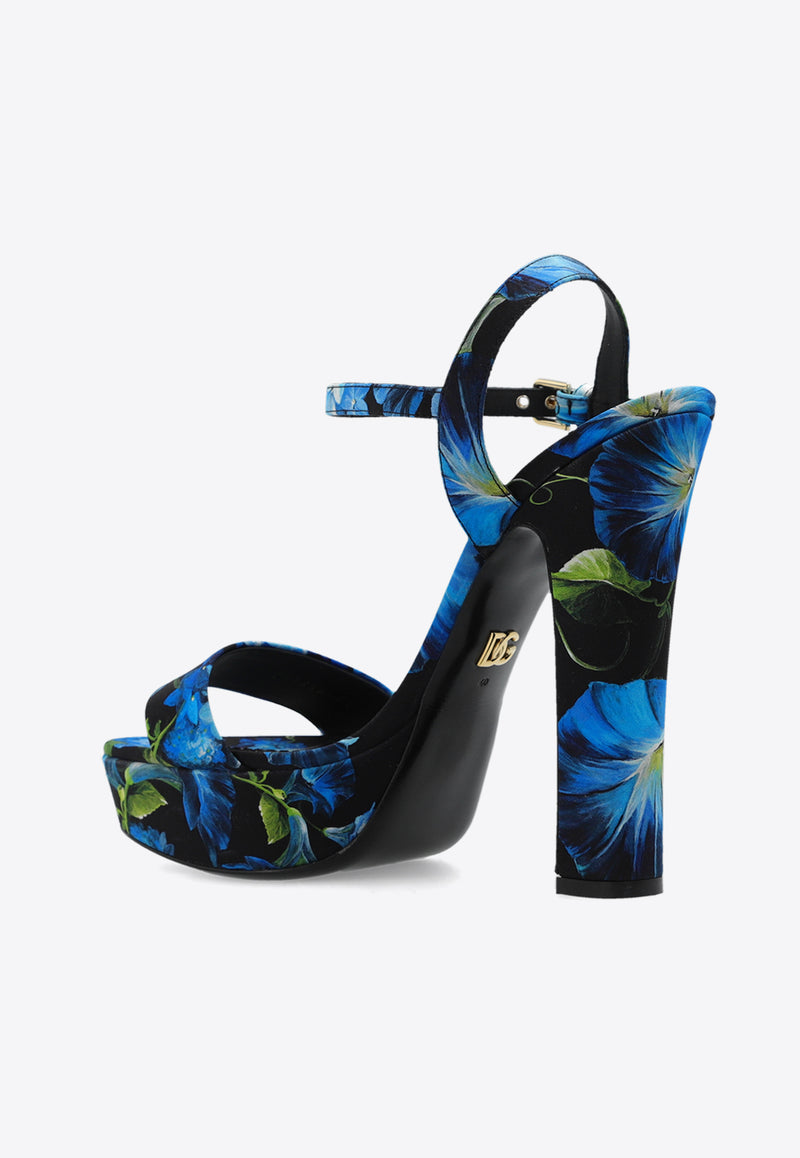 Dolce & Gabbana 105 Bluebell Print Platform Sandals Multicolor CR1686 AQ774-HN4YH