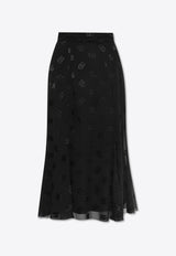 Dolce & Gabbana Logo Monogram Midi Skirt Black F4CCHT FJ9AF-N0000