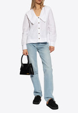 GANNI Ruffled Collar Buttoned Shirt White F5778 6099-151