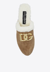 Dolce & Gabbana 60 Logo Plaque Suede Clogs Brown CV0077 AN339-8B466