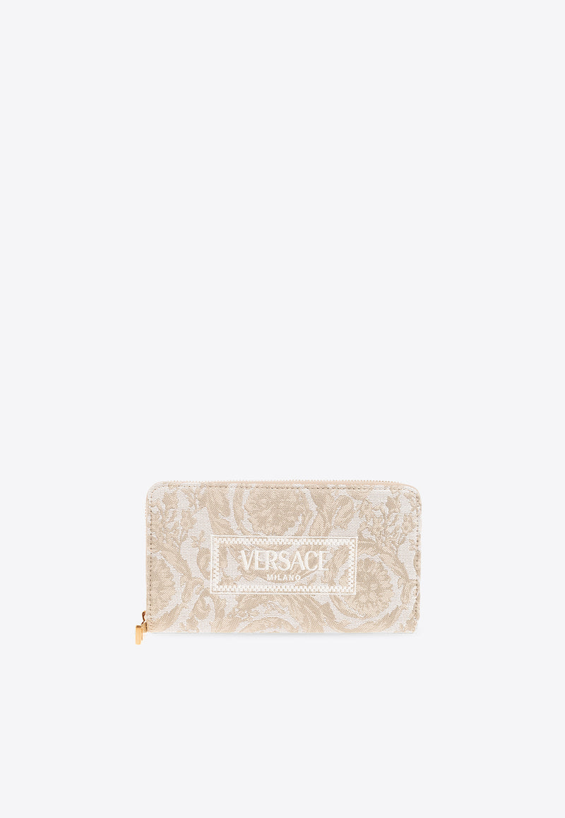 Versace Barocco Jacquard Zip-Around Wallet Cream DPDI056 1A09741-2KF4V