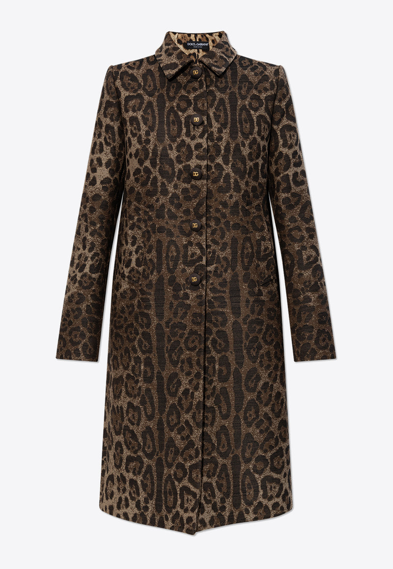 Dolce & Gabbana Leopard Print Wool Coat Brown F0V9IT FJ3D9-S8180