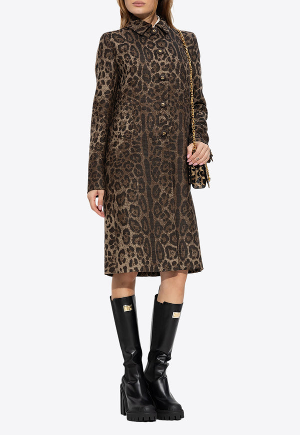 Dolce & Gabbana Leopard Print Wool Coat Brown F0V9IT FJ3D9-S8180