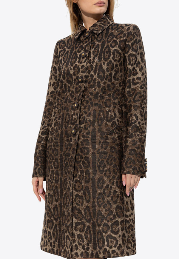 Dolce & Gabbana Leopard Print Wool Coat Brown F0V9IT FJ3D9-S8180