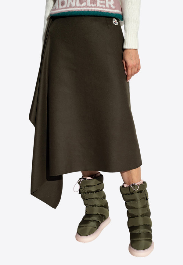 Moncler Wrap Wool and Cashmere Midi skirt Green I20932D00016 549MJ-828