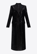 Dolce & Gabbana Sequin Embellished Double-Breasted Coat Black F0W1AT FLGAF-N0000