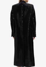 Dolce & Gabbana Sequin Embellished Double-Breasted Coat Black F0W1AT FLGAF-N0000