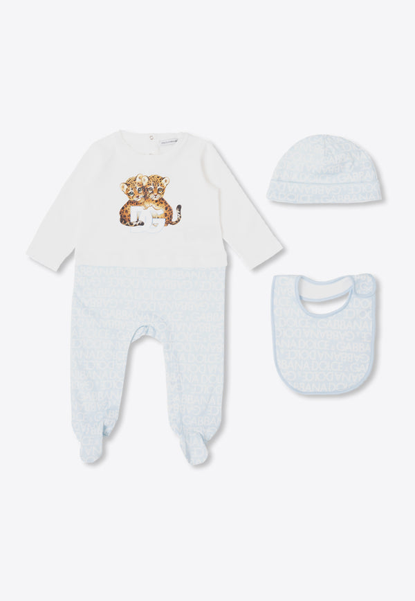 Dolce & Gabbana Kids Babies Leopard Print Onesie Gift Set - Set of 3 White L1JO6H G7KQ7-S9000