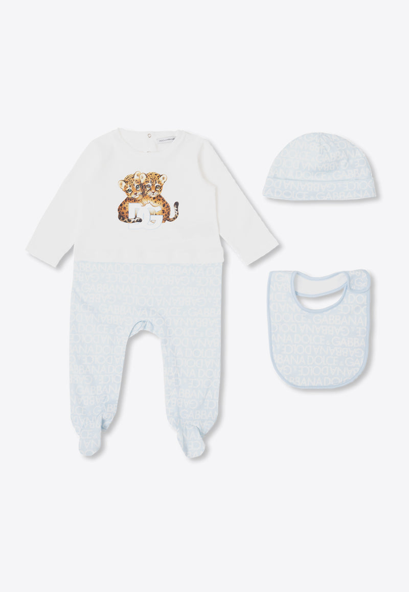 Dolce & Gabbana Kids Babies Leopard Print Onesie Gift Set - Set of 3 White L1JO6H G7KQ7-S9000