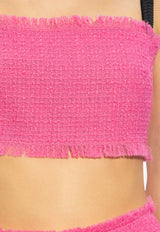 Dolce & Gabbana Tweed Cropped Tank Top Pink F79DAT FMMHN-F0758