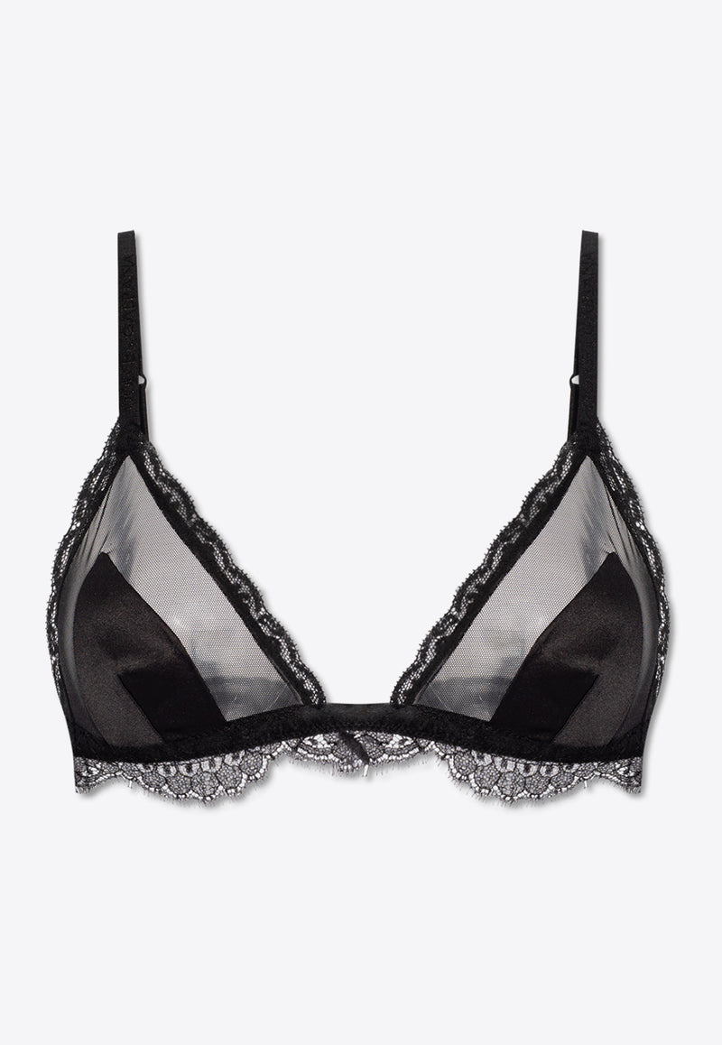 Dolce & Gabbana Lace-Trimmed Silk Bra Black O1E31T ONN35-N0000