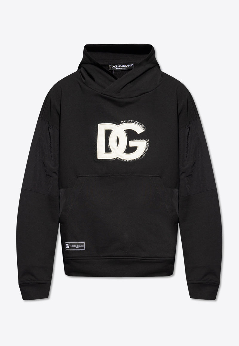 Dolce & Gabbana DG Logo Patch Hooded Sweatshirt Black G9ARGZ G7L3P-N0000