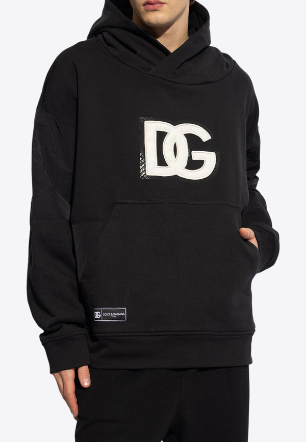 Dolce & Gabbana DG Logo Patch Hooded Sweatshirt Black G9ARGZ G7L3P-N0000