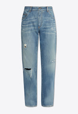 Dolce & Gabbana Straight-Leg Faded Ripped Jeans Blue GP02XD G8KO4-S9001