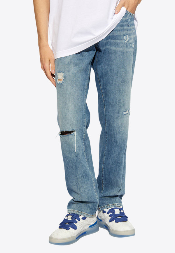 Dolce & Gabbana Straight-Leg Faded Ripped Jeans Blue GP02XD G8KO4-S9001