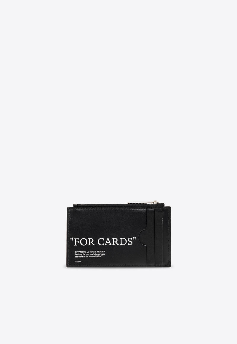 Off-White Quote Bookish Leather Zip Cardholder Black OMND068F23 LEA001-1001