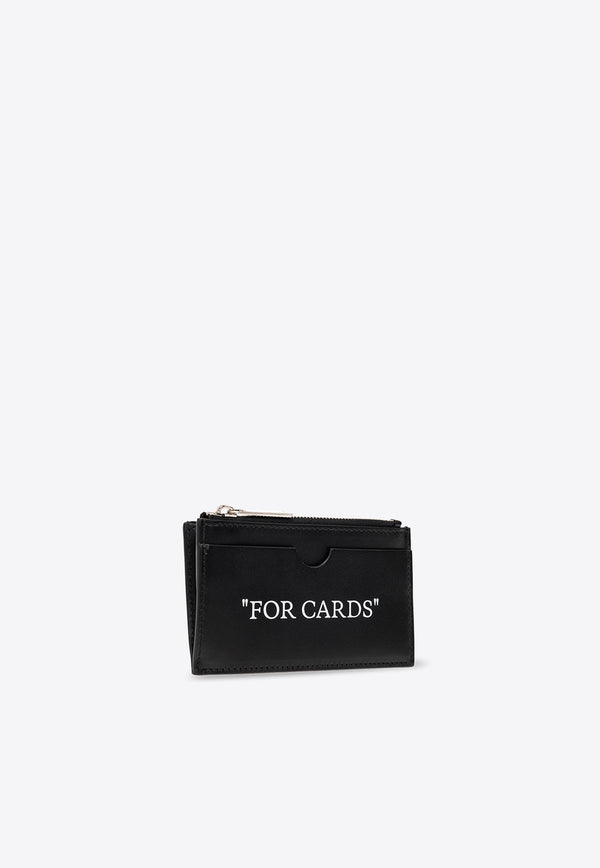 Off-White Quote Bookish Leather Zip Cardholder Black OMND068F23 LEA001-1001