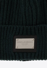 Dolce & Gabbana Logo Plaque Wool Beanie Green GXK63T JEMQ5-V0340