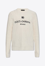 Dolce & Gabbana Cable Knit Logo Sweater Cream GXX09Z JCVS3-W0800