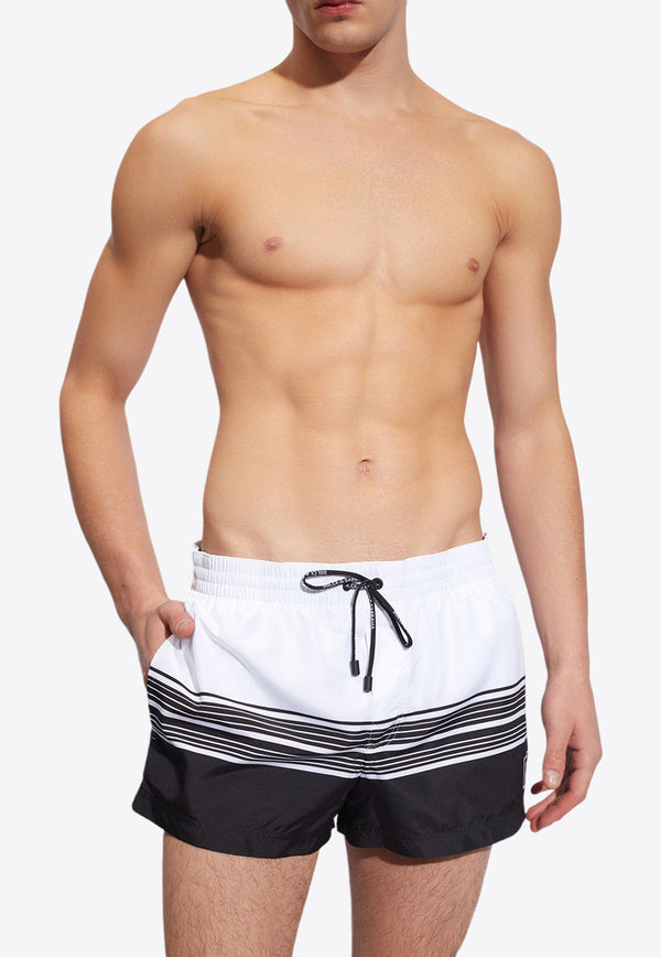 Dolce & Gabbana Striped Swimming Shorts White KĄPIELOWE M4A06T FIM35-HAY5N