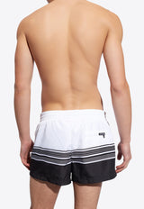 Dolce & Gabbana Striped Swimming Shorts White KĄPIELOWE M4A06T FIM35-HAY5N