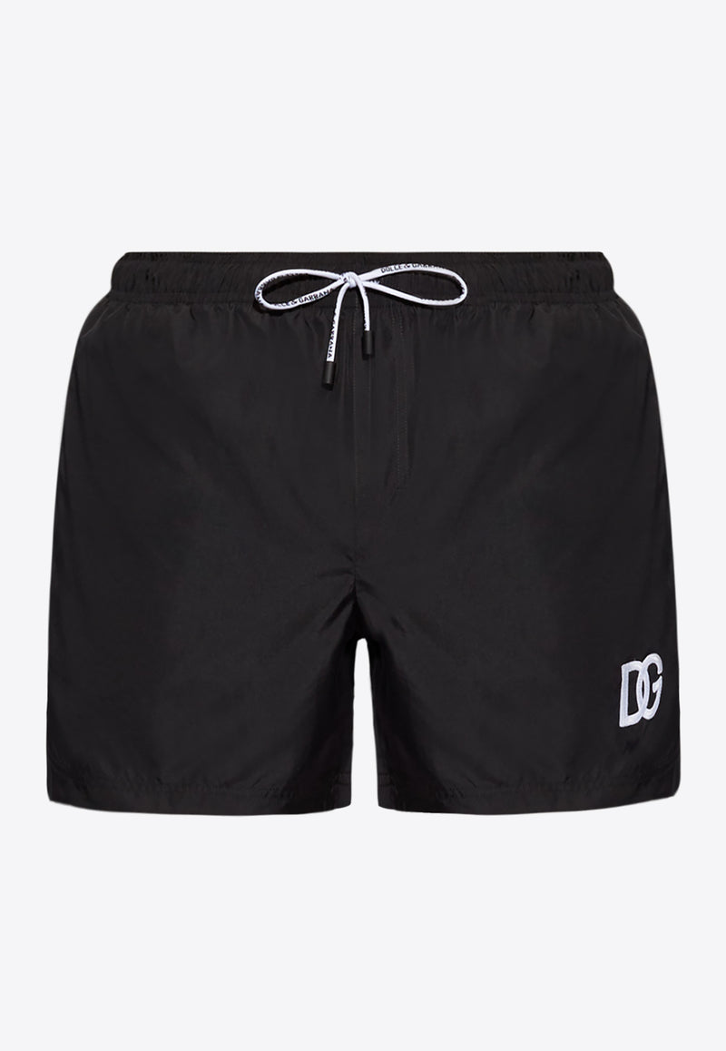 Dolce & Gabbana Embroidered DG Swim Shorts Black KĄPIELOWE M4F29T FUSFW-N0000