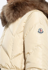 Moncler Loriot Fur-Trimmed Belted Down Jacket Beige I20931A00076 539ZD-20J