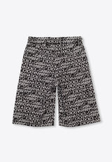 Dolce & Gabbana Kids Boys All-Over Logo Cargo Shorts Black L43Q24 FSFM0-HNXCW