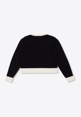 Dolce & Gabbana Kids Girls DG Embroidered Crewneck Sweater Black L5KWK5 JCVT2-N0000