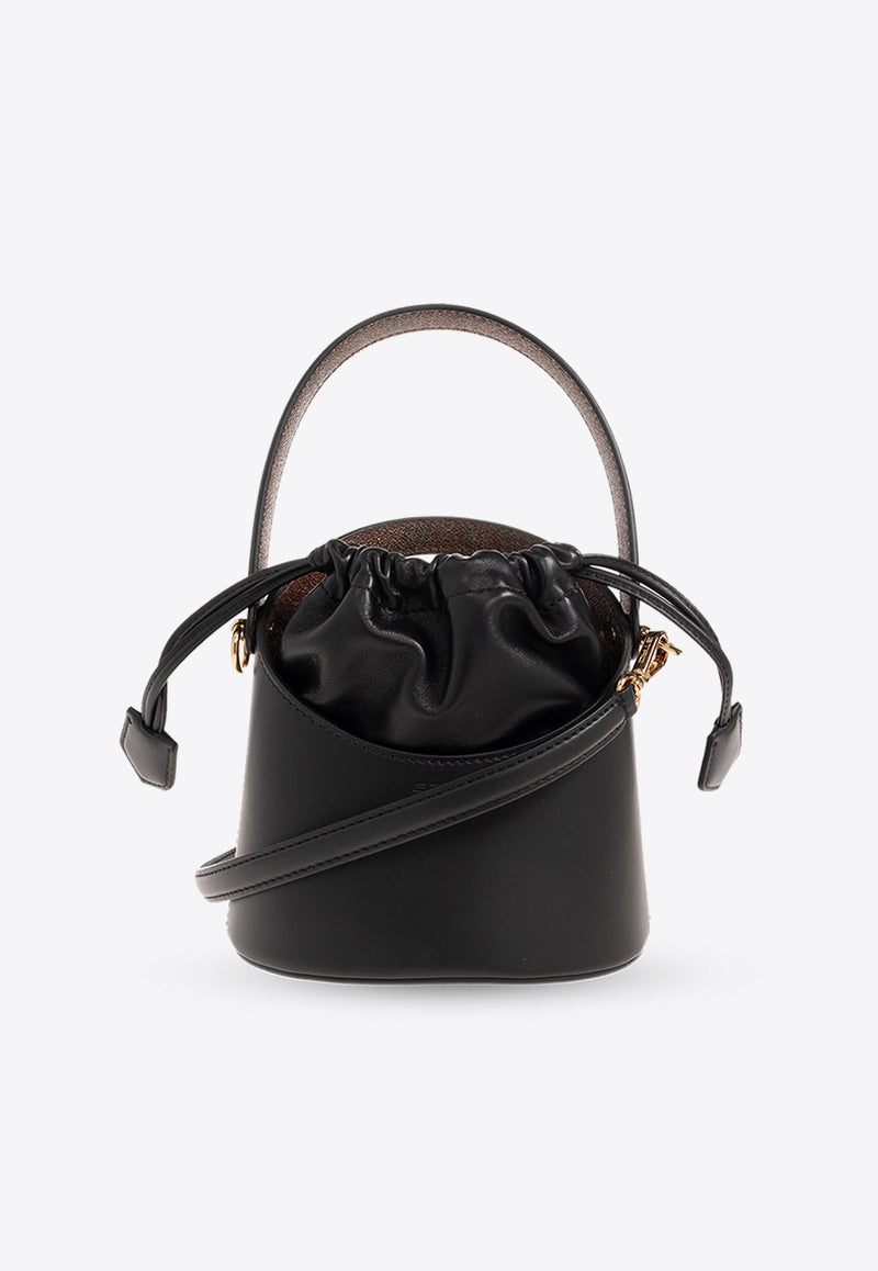 Etro Small Saturno Calf Leather Bucket Bag Black WP1E0001 AU021-N0000