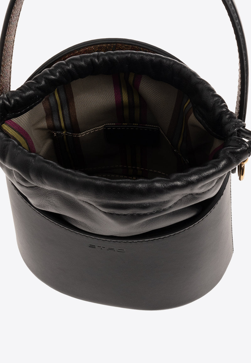 Etro Small Saturno Calf Leather Bucket Bag Black WP1E0001 AU021-N0000