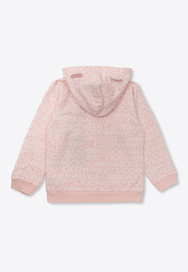 Dolce & Gabbana Kids Girls All-Over Logo Zip-Up Hoodie Pink L1JWHM G7KR1-HFXCA