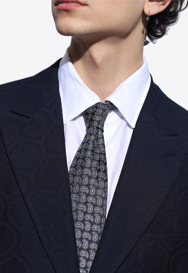 Etro Paisley Print Silk Tie Navy MASA0001 AS159-S9883